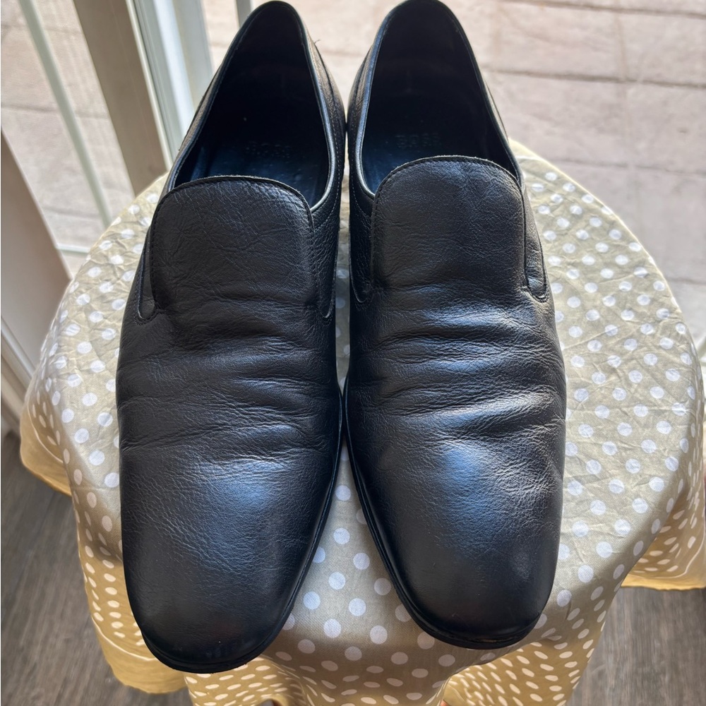 Hugo Boss Black Leather Slip-On Loafers